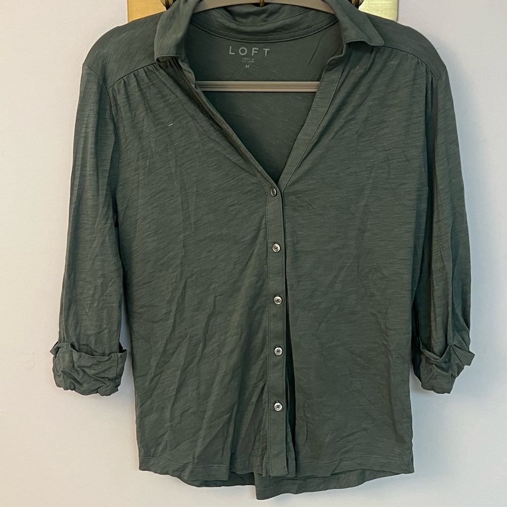 LOFT Olive Green Casual Shirt